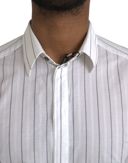 Dolce &amp; Gabbana Schwarz-Weiß gestreiftes Abendkleid GOLD Hemd