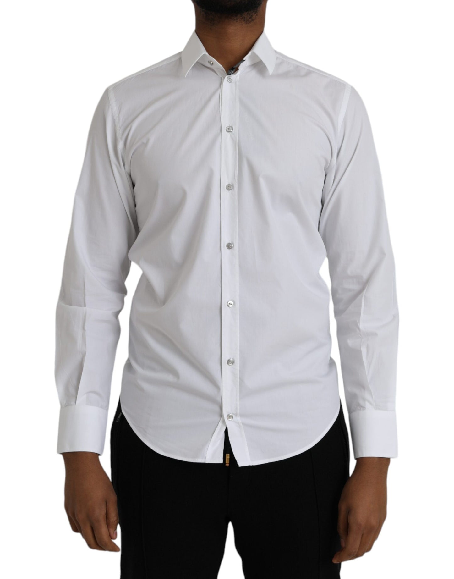 Dolce &amp; Gabbana Weißes Langarmkleid aus Baumwolle MARTINI Shirt