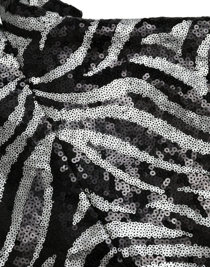 Dolce &amp; Gabbana Schwarz-silberner Polyesterpullover mit Pailletten