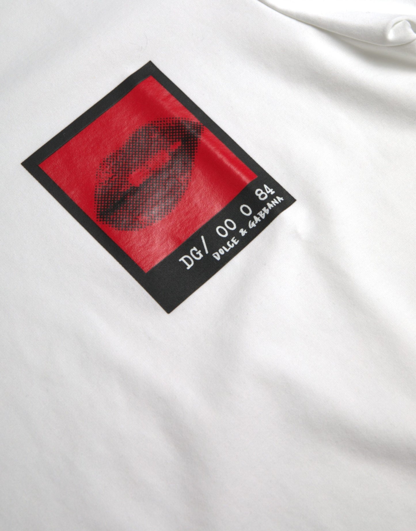Dolce &amp; Gabbana – Weißes Herren-T-Shirt aus Baumwolle mit rotem Lippen-Print