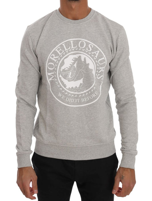 Frankie Morello Grauer Pullover mit Rundhalsausschnitt aus Baumwolle
