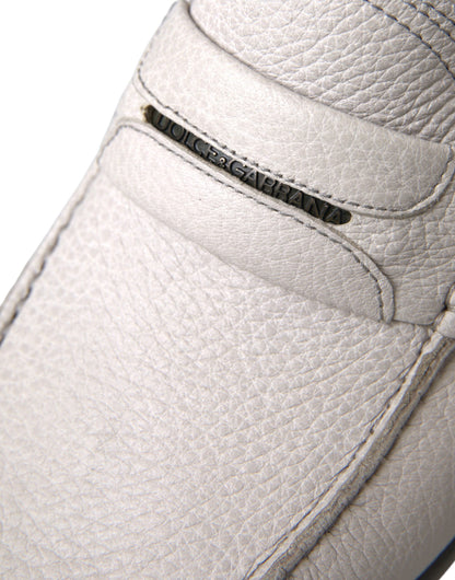 Dolce &amp; Gabbana Mokassin-Schuhe aus weißem und grauem Leder