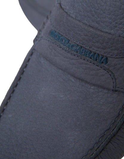 حذاء موكاسين سهل الارتداء من دولتشي آند غابانا مصنوع من جلد العجل باللون الأزرق