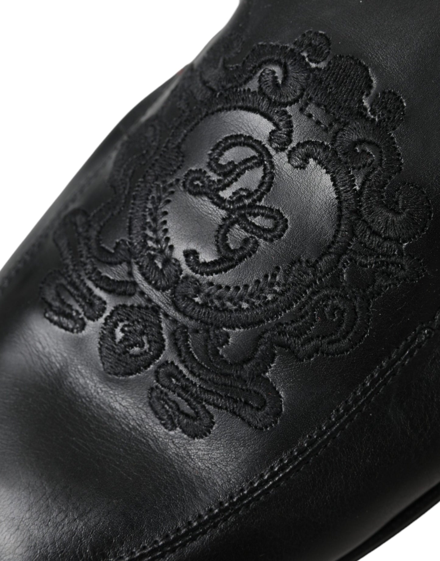 Dolce &amp; Gabbana – Schwarze Leder-Loafer mit Logo-Stickerei für Herren