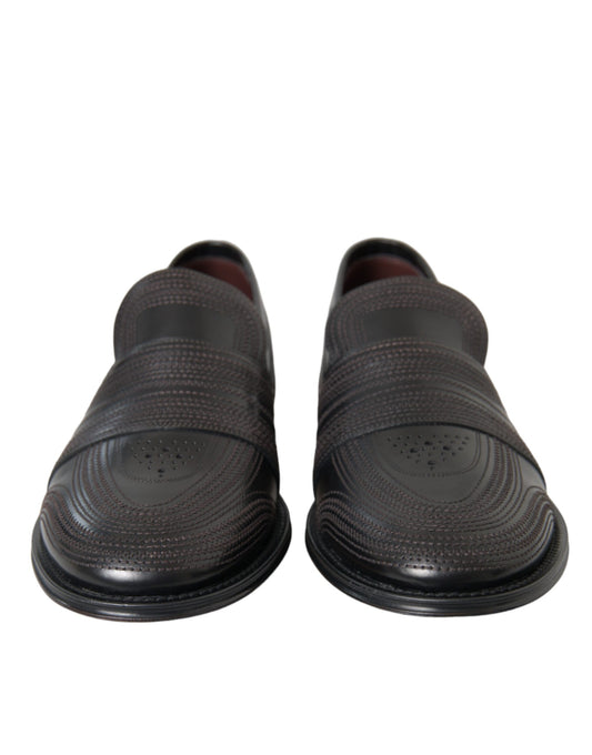 حذاء رسمي رجالي من الجلد باللون الأسود والبني من دولتشي آند غابانا