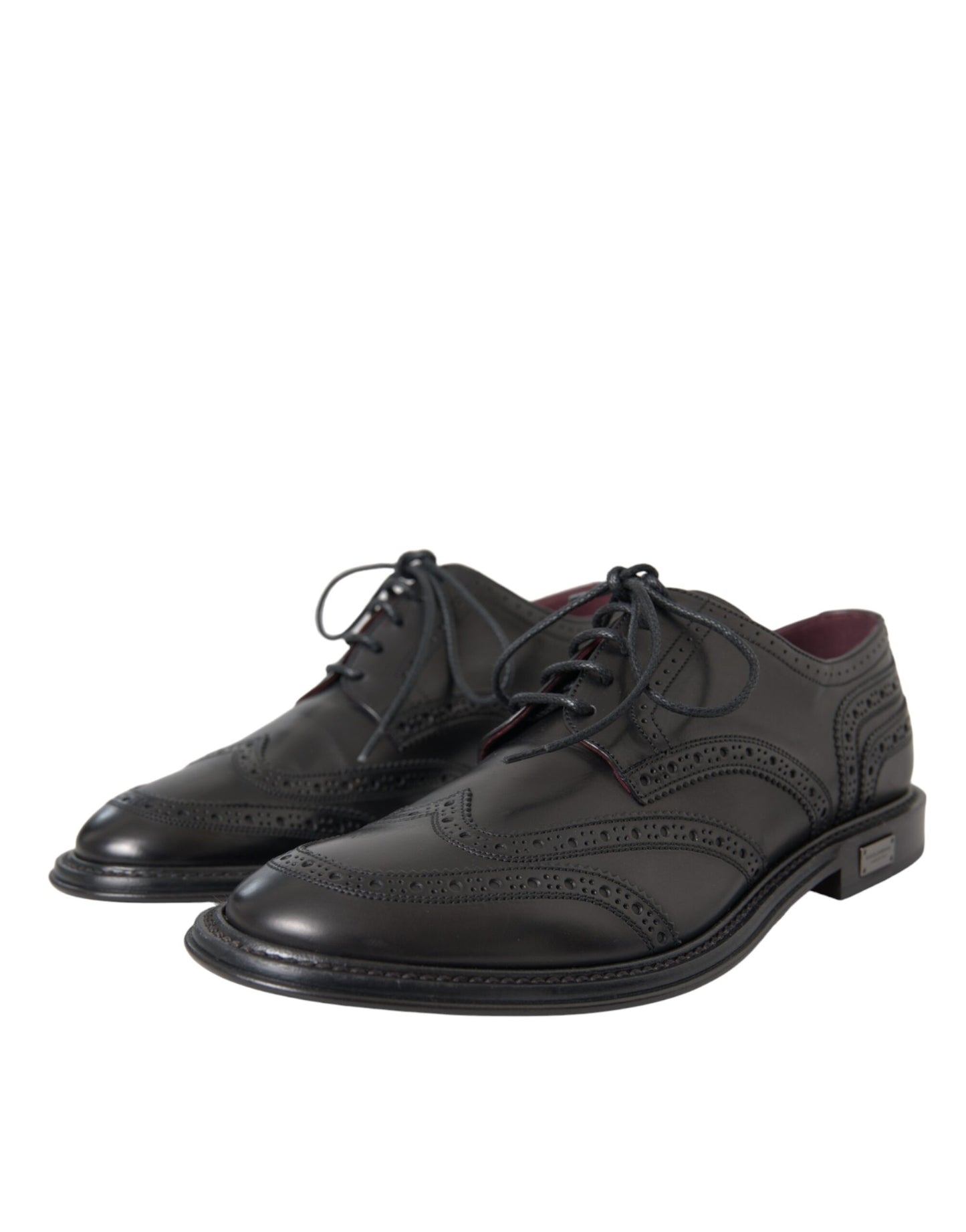 Dolce &amp; Gabbana – Oxford-Schuhe aus schwarzem Leder mit Flügelkappe für formelle Herren
