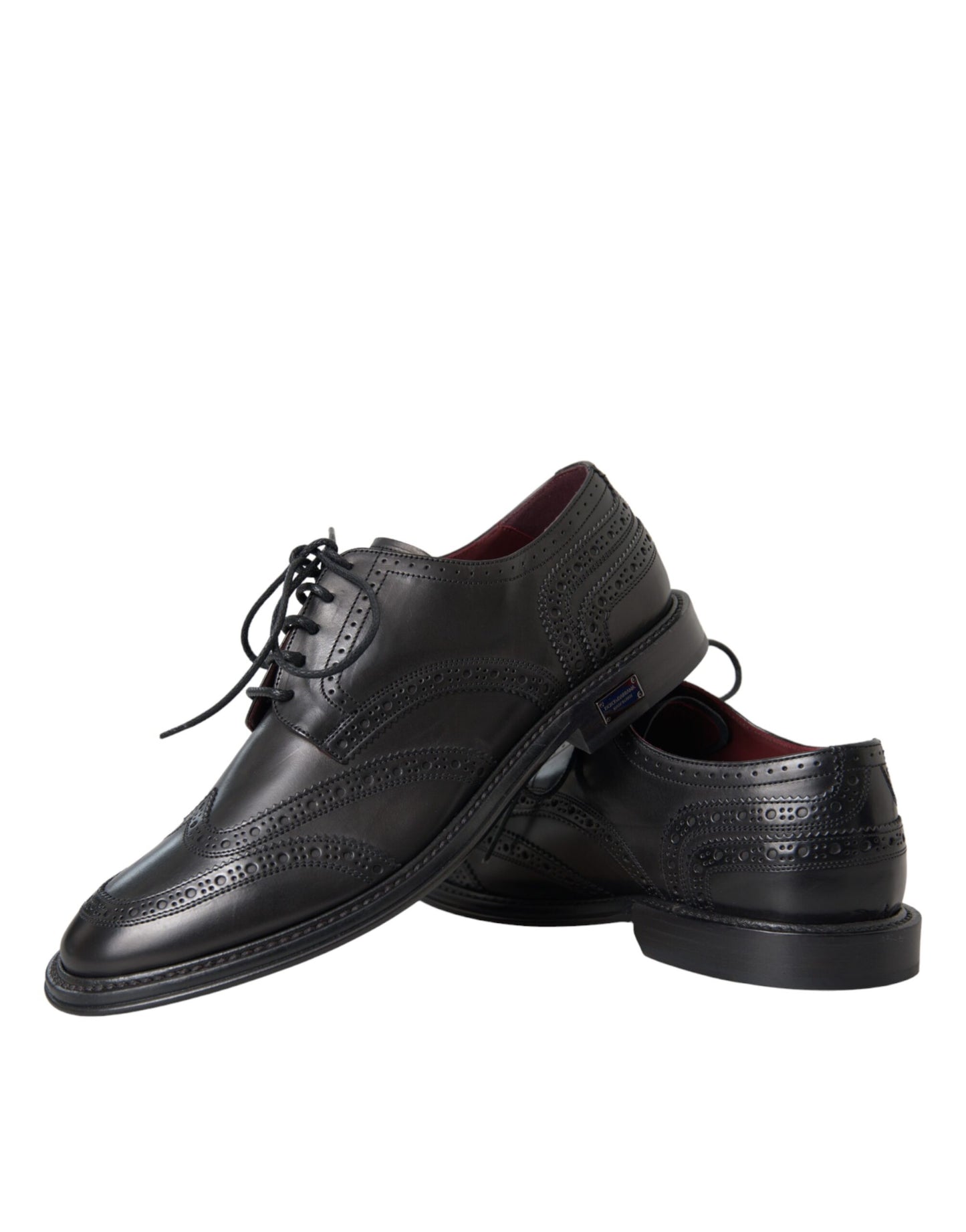 Dolce &amp; Gabbana – Oxford-Schuhe aus schwarzem Leder mit Flügelkappe für formelle Herren
