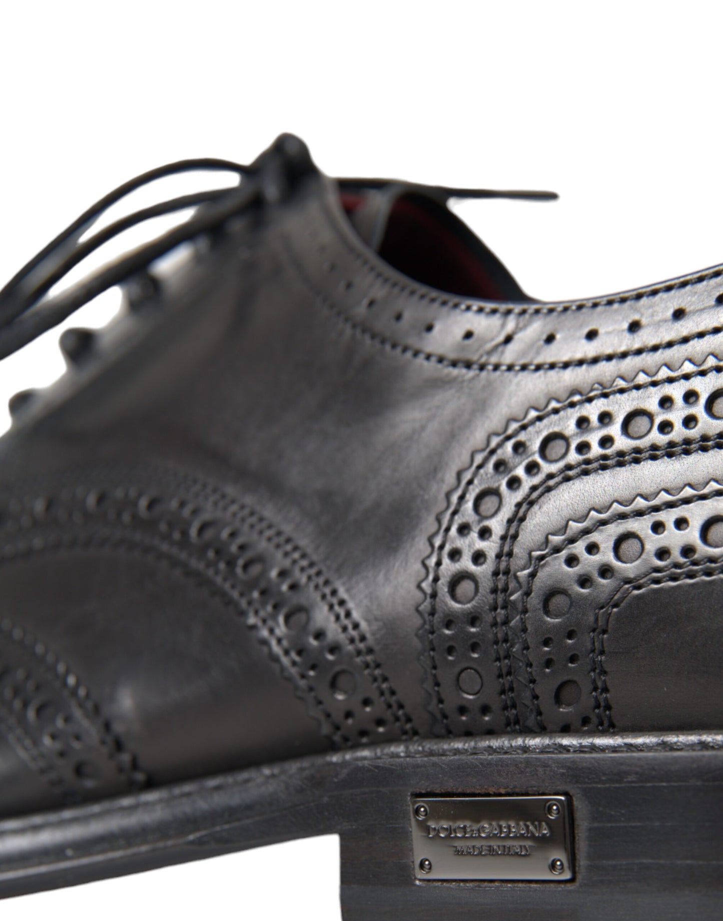 Dolce &amp; Gabbana – Oxford-Schuhe aus schwarzem Leder mit Flügelkappe für formelle Herren