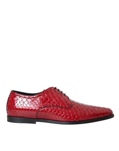 Dolce &amp; Gabbana Rot strukturiert lackierte Derby Herren Formelle Schuhe