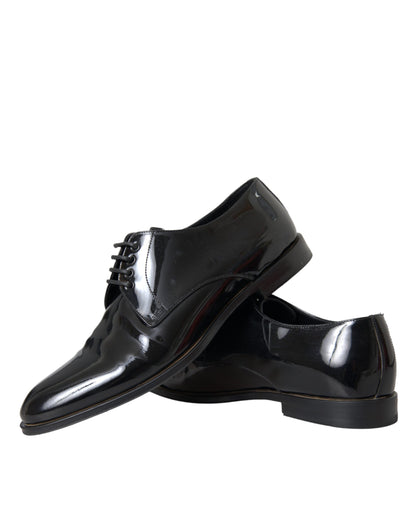 Dolce &amp; Gabbana – Derby-Schuhe aus schwarzem Lackleder für formelle Anlässe