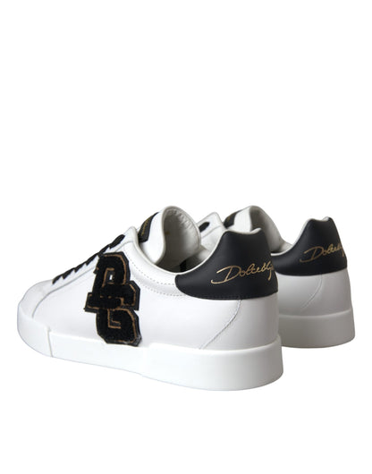 Dolce &amp; Gabbana Weiße Leder DG Logo Casual Low Top Sneakers Schuhe