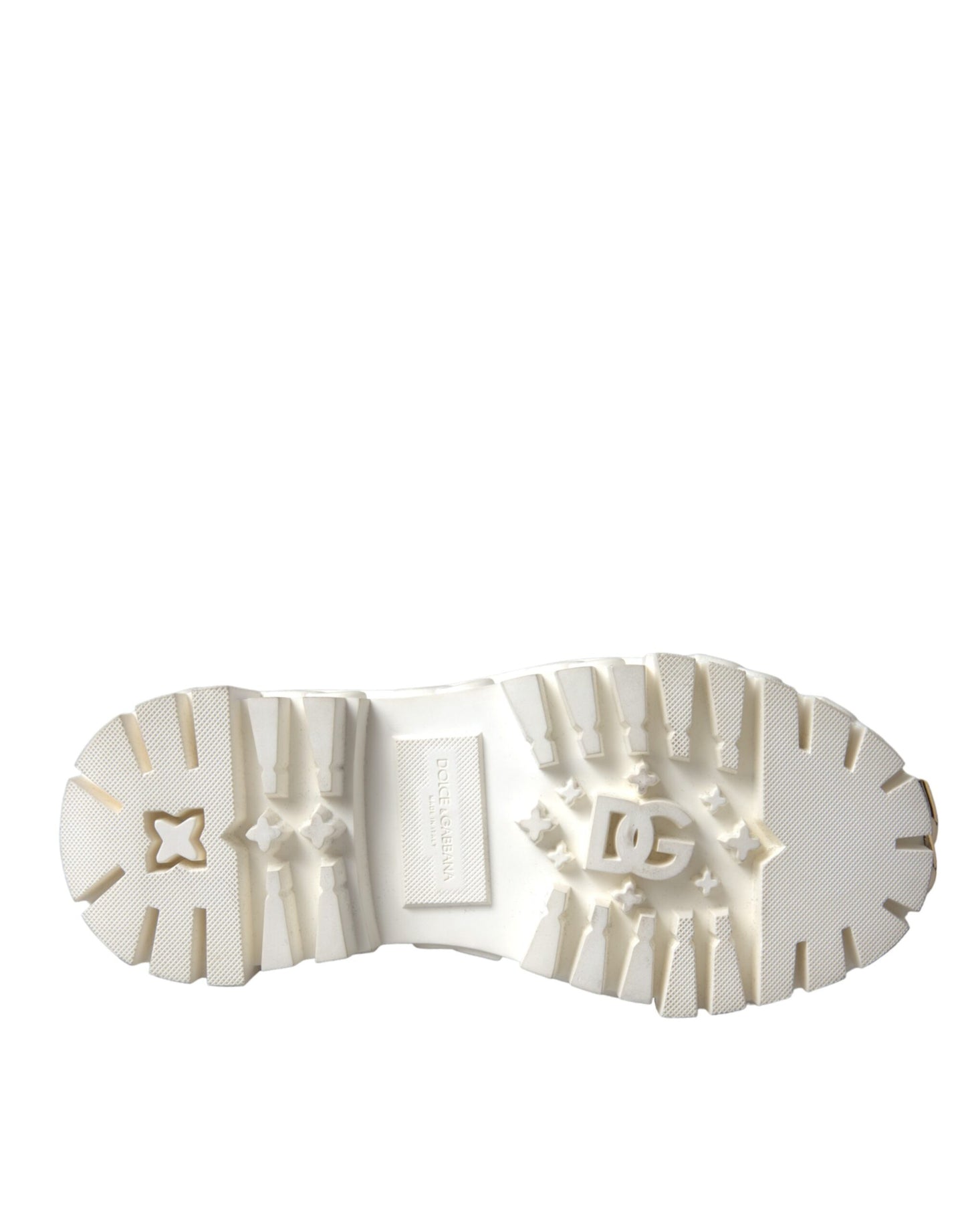 Dolce &amp; Gabbana Stiefeletten aus weißem Leder und Gummi mit Logo