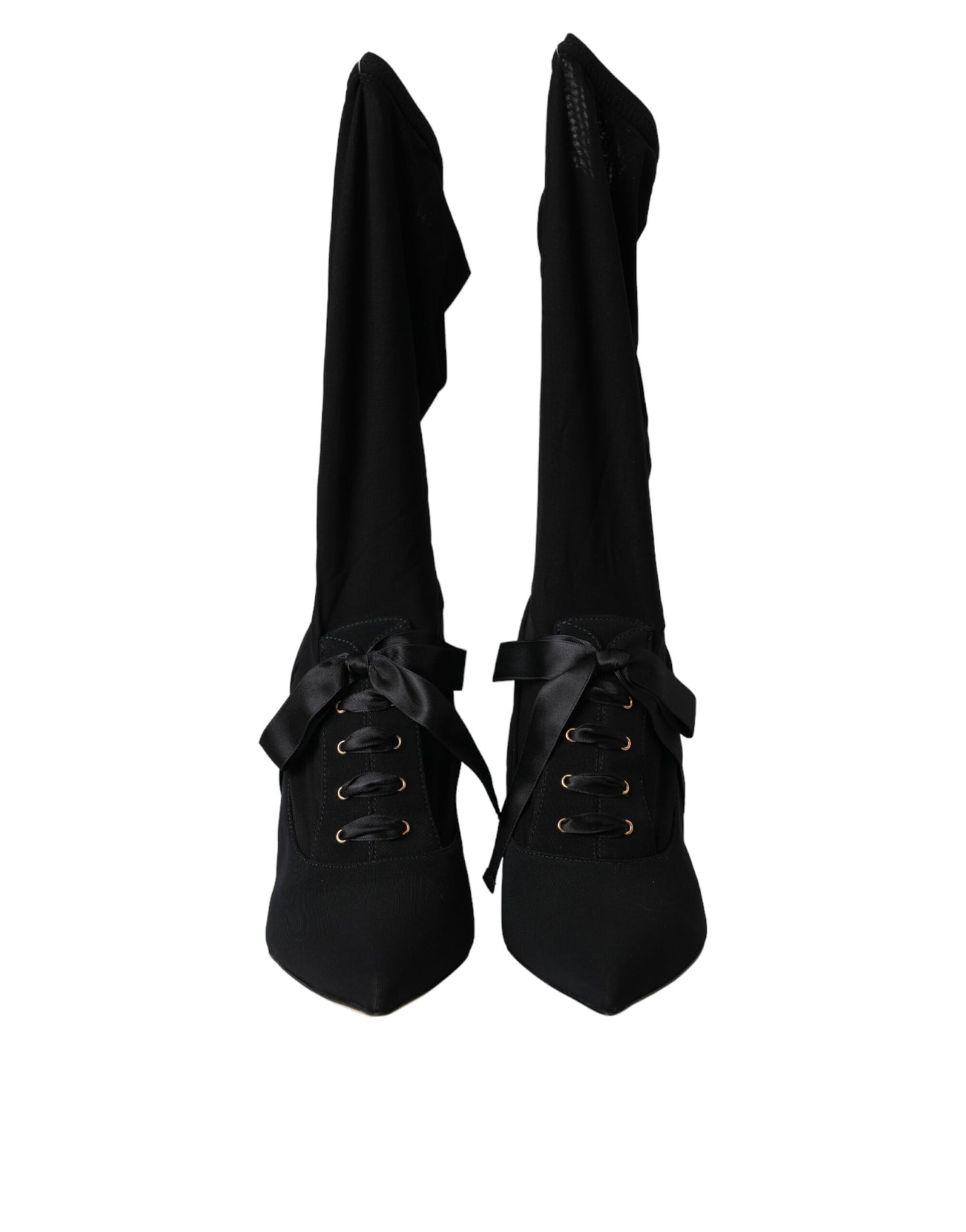 Dolce &amp; Gabbana Schwarze Stiletto-Absätze, wadenlange Stiefel