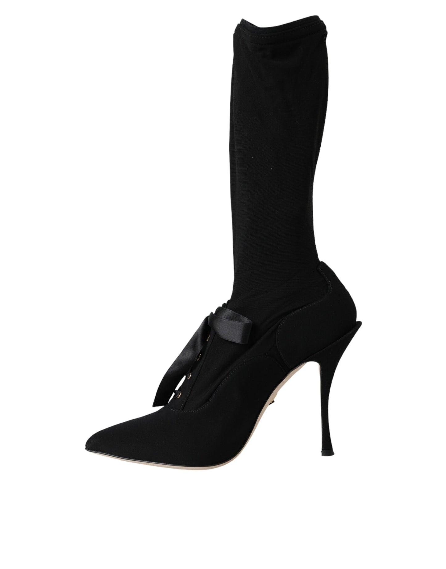 Dolce &amp; Gabbana Schwarze Stiletto-Absätze, wadenlange Stiefel