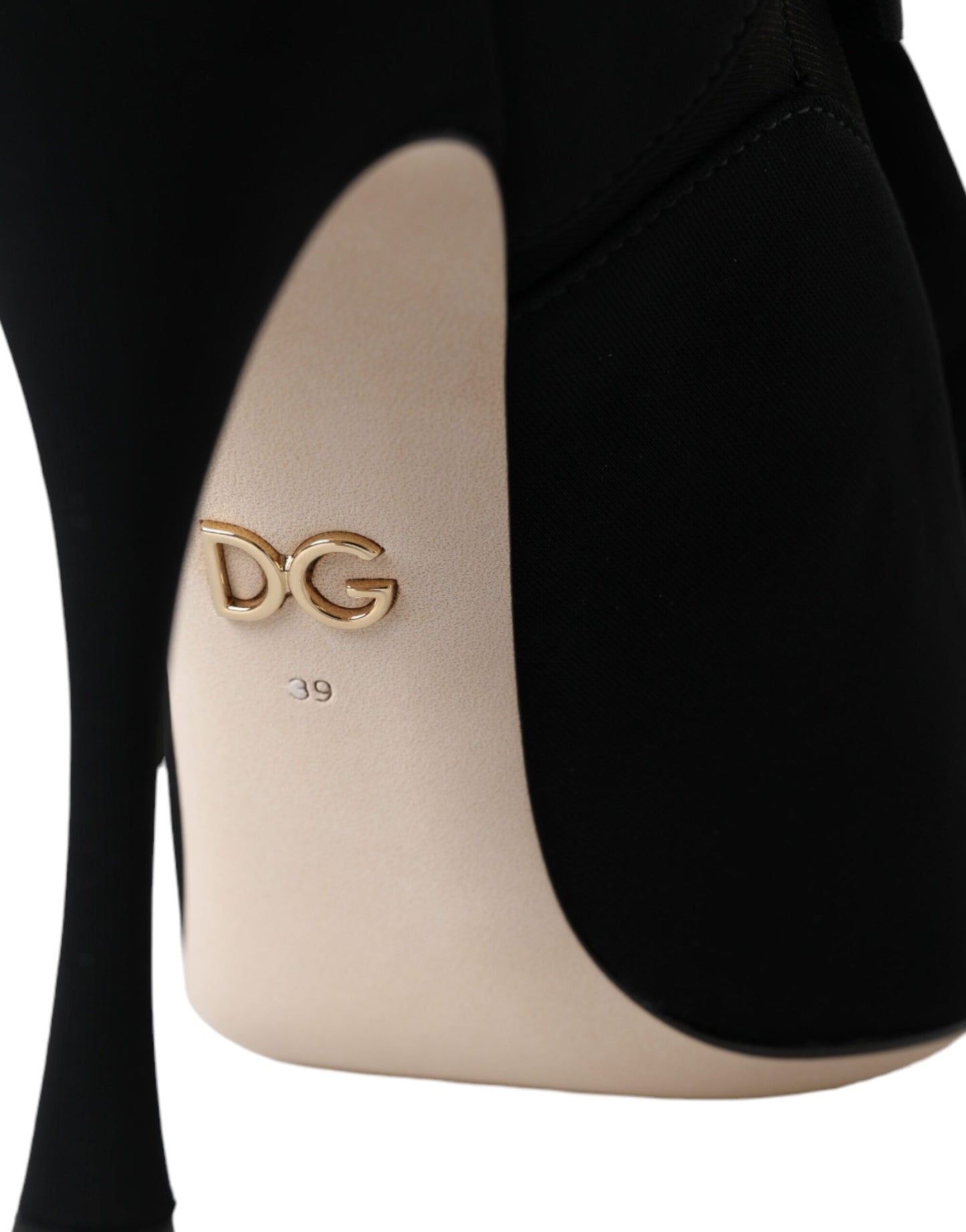 Dolce &amp; Gabbana Schwarze Stiletto-Absätze, wadenlange Stiefel