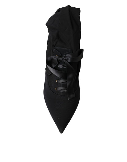 Dolce &amp; Gabbana Schwarze Stiletto-Absätze, wadenlange Stiefel