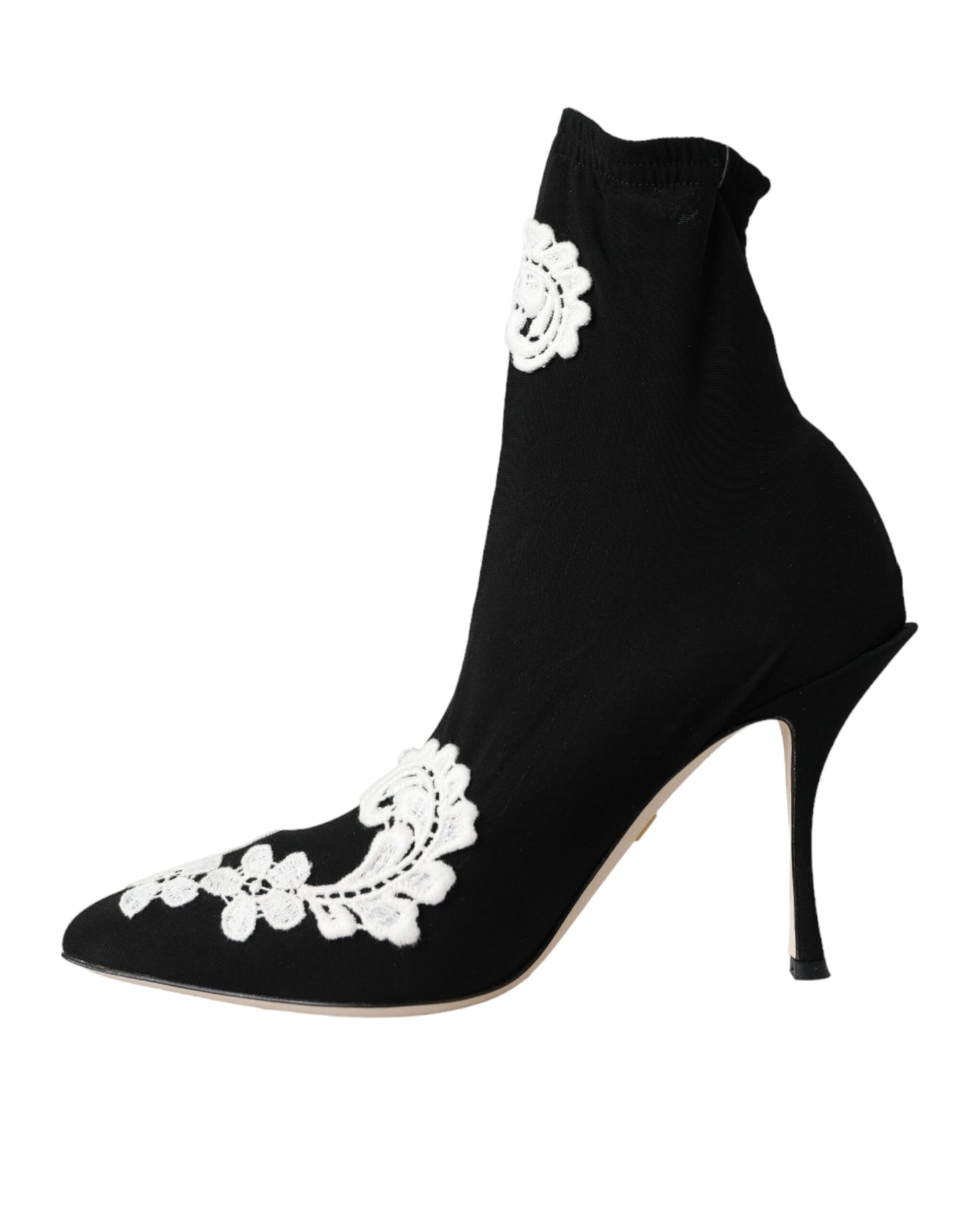 Dolce &amp; Gabbana – Slipper-Stiefel mit Stickerei in Schwarz und Weiß