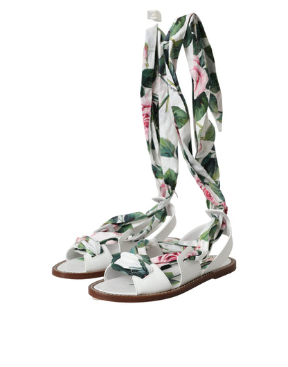 Dolce &amp; Gabbana Sandalen mit mehrfarbigem Blumendruck und Knöchelriemen