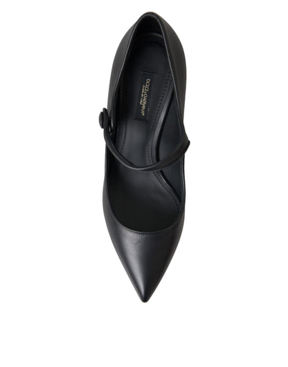 Dolce &amp; Gabbana – Mary-Jane-Pumps aus schwarzem Leder mit Logo