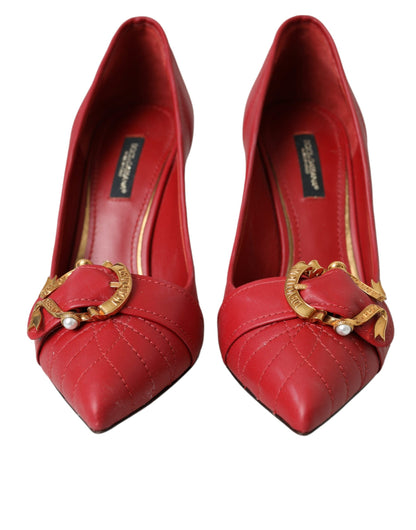 Dolce &amp; Gabbana Rote Devotion Leder Heels Pumps Schuhe