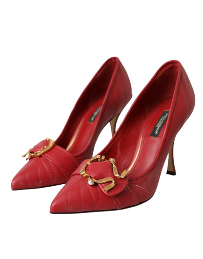 Dolce &amp; Gabbana Rote Devotion Leder Heels Pumps Schuhe