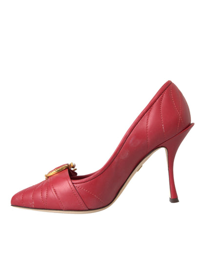 Dolce &amp; Gabbana Rote Devotion Leder Heels Pumps Schuhe