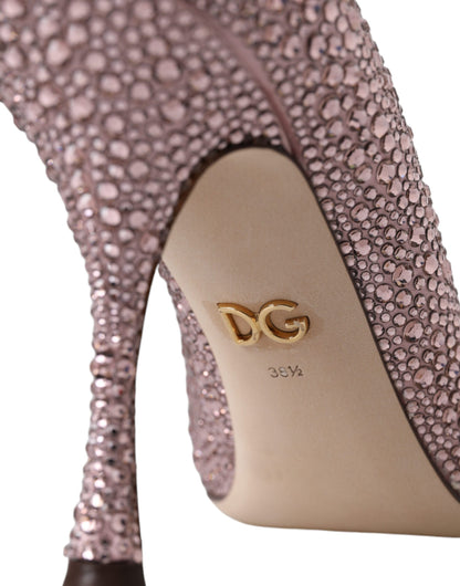 Dolce &amp; Gabbana Pink Strass Kristall Heels Pumps Schuhe