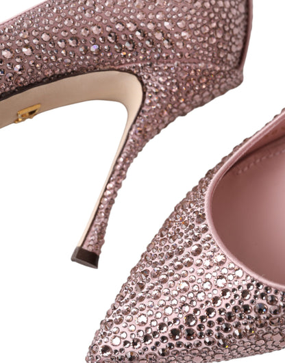 Dolce &amp; Gabbana Pink Strass Kristall Heels Pumps Schuhe