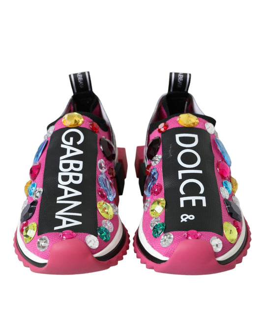 Dolce &amp; Gabbana Pink Sorrento Kristalle Sneakers Schuhe
