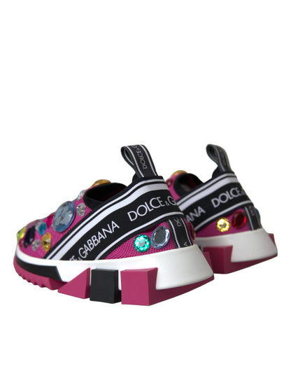 Dolce &amp; Gabbana Pink Sorrento Kristalle Sneakers Schuhe