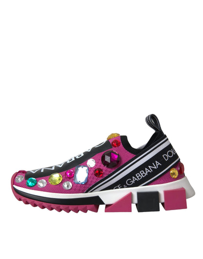 Dolce &amp; Gabbana Pink Sorrento Kristalle Sneakers Schuhe
