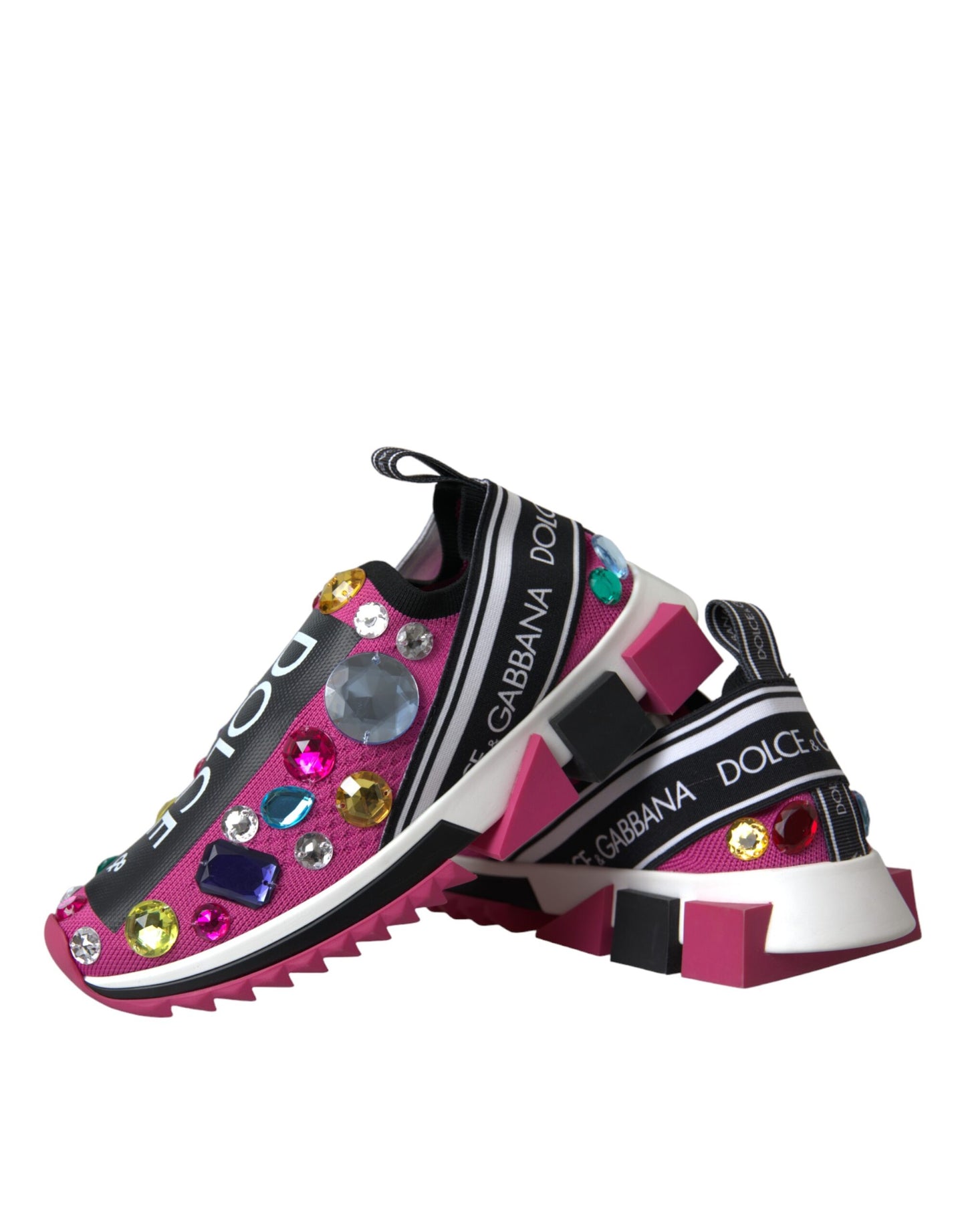 Dolce &amp; Gabbana Pink Sorrento Kristalle Sneakers Schuhe