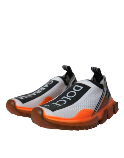Dolce &amp; Gabbana Schwarz Weiß Orange Slip On Sorrento Sneakers Schuhe