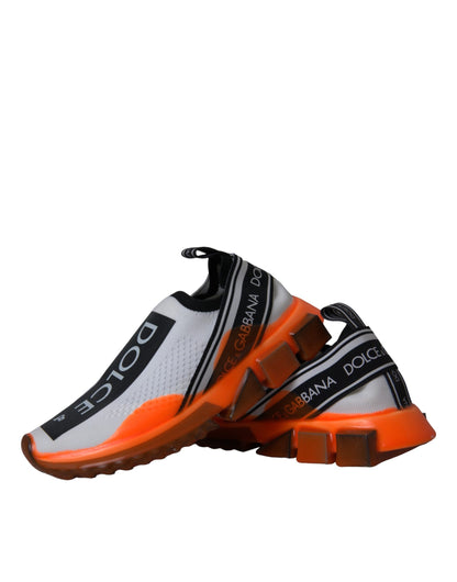 Dolce &amp; Gabbana Schwarz Weiß Orange Slip On Sorrento Sneakers Schuhe