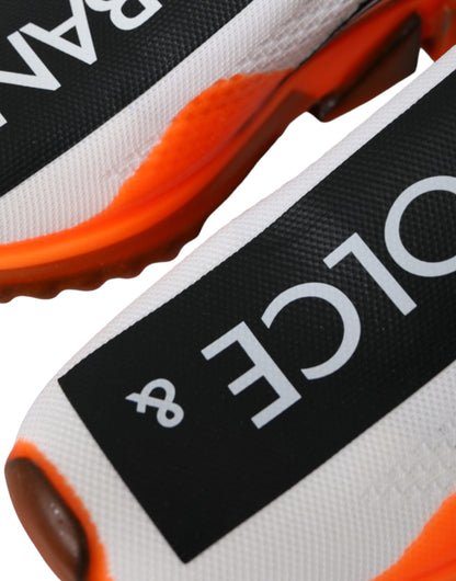 Dolce &amp; Gabbana Schwarz Weiß Orange Slip On Sorrento Sneakers Schuhe