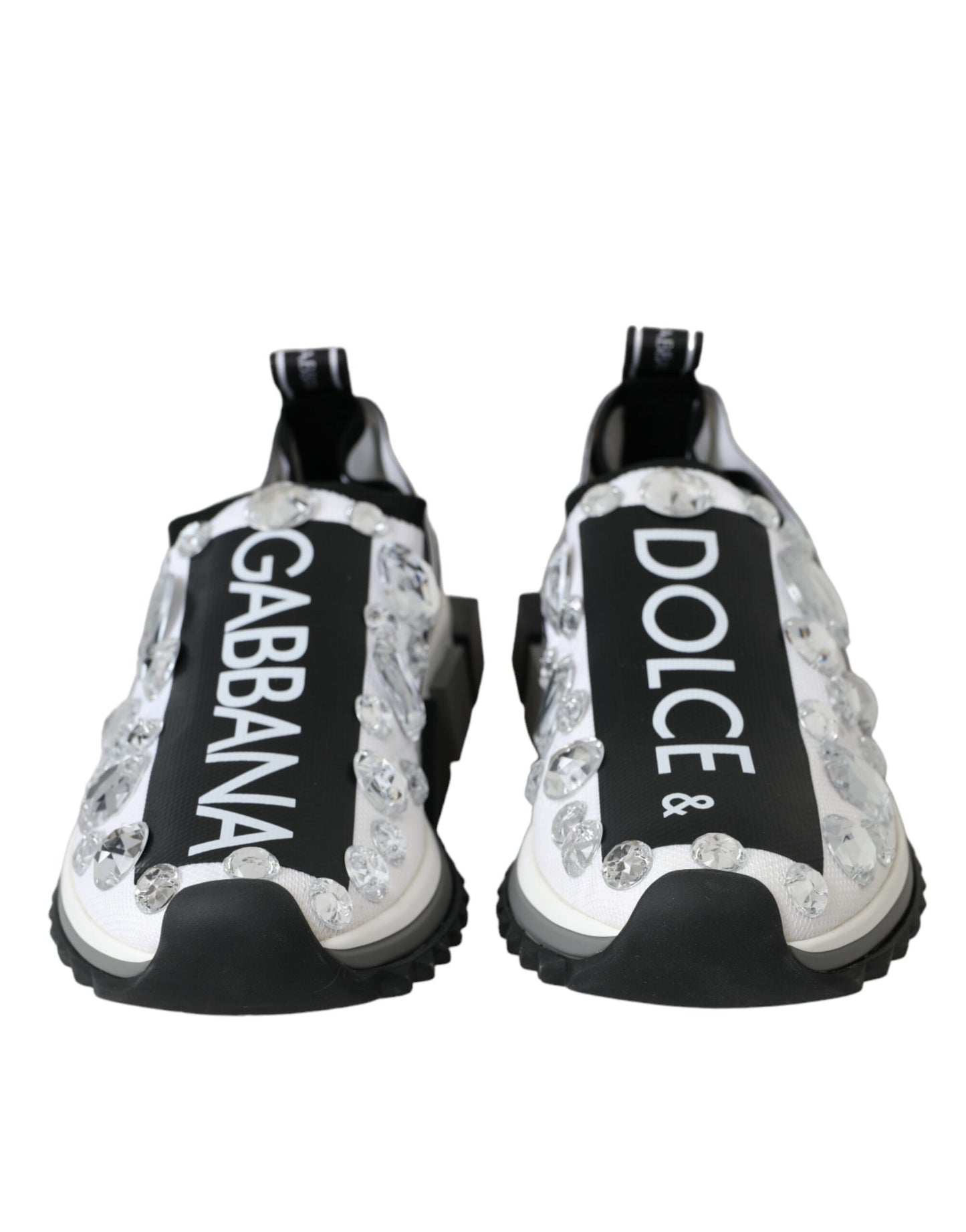 Dolce &amp; Gabbana Weiße Sorrento Kristalle Sneakers Schuhe