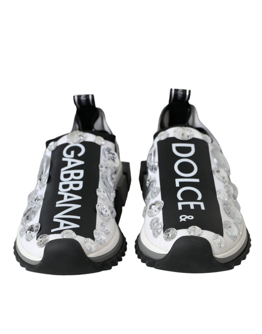Dolce &amp; Gabbana Weiße Sorrento Kristalle Sneakers Schuhe