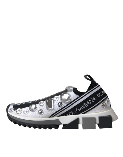 Dolce &amp; Gabbana Weiße Sorrento Kristalle Sneakers Schuhe