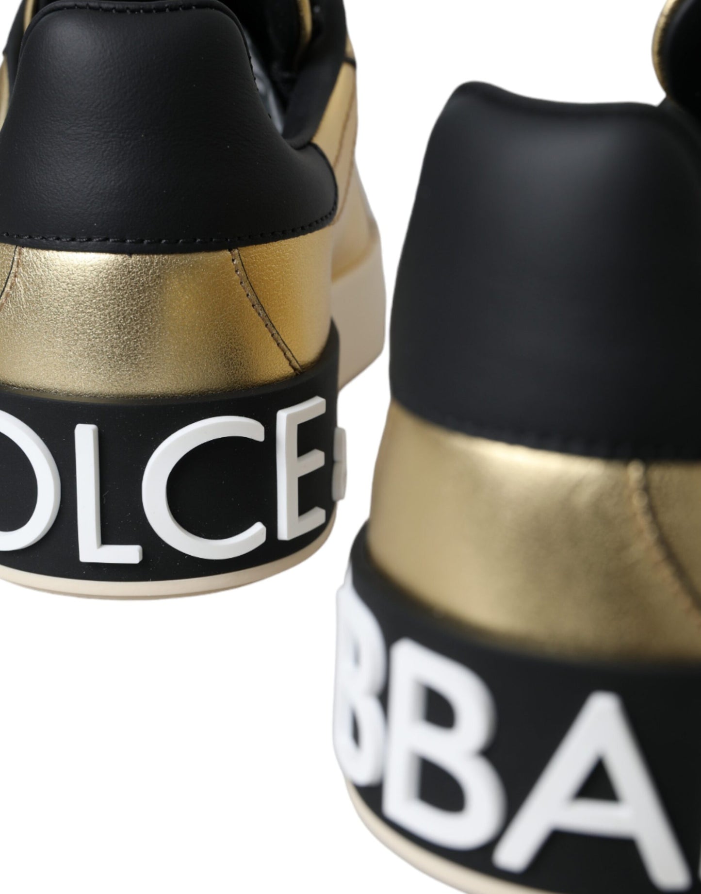 Dolce &amp; Gabbana – Portofino – Sneaker aus goldenem Kalbsleder Damen Schuhe