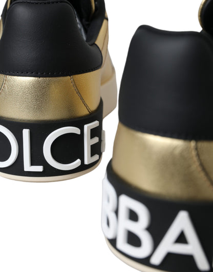 Dolce &amp; Gabbana – Portofino – Sneaker aus goldenem Kalbsleder Damen Schuhe
