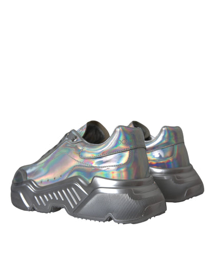 Dolce &amp; Gabbana Silber schillernde DAYMASTER Leder-Sneakers