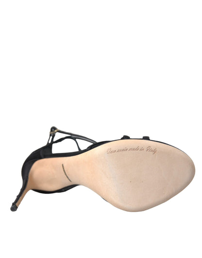 صندل كيرا أسود بكعب عالٍ من الساتان من دولتشي آند غابانا