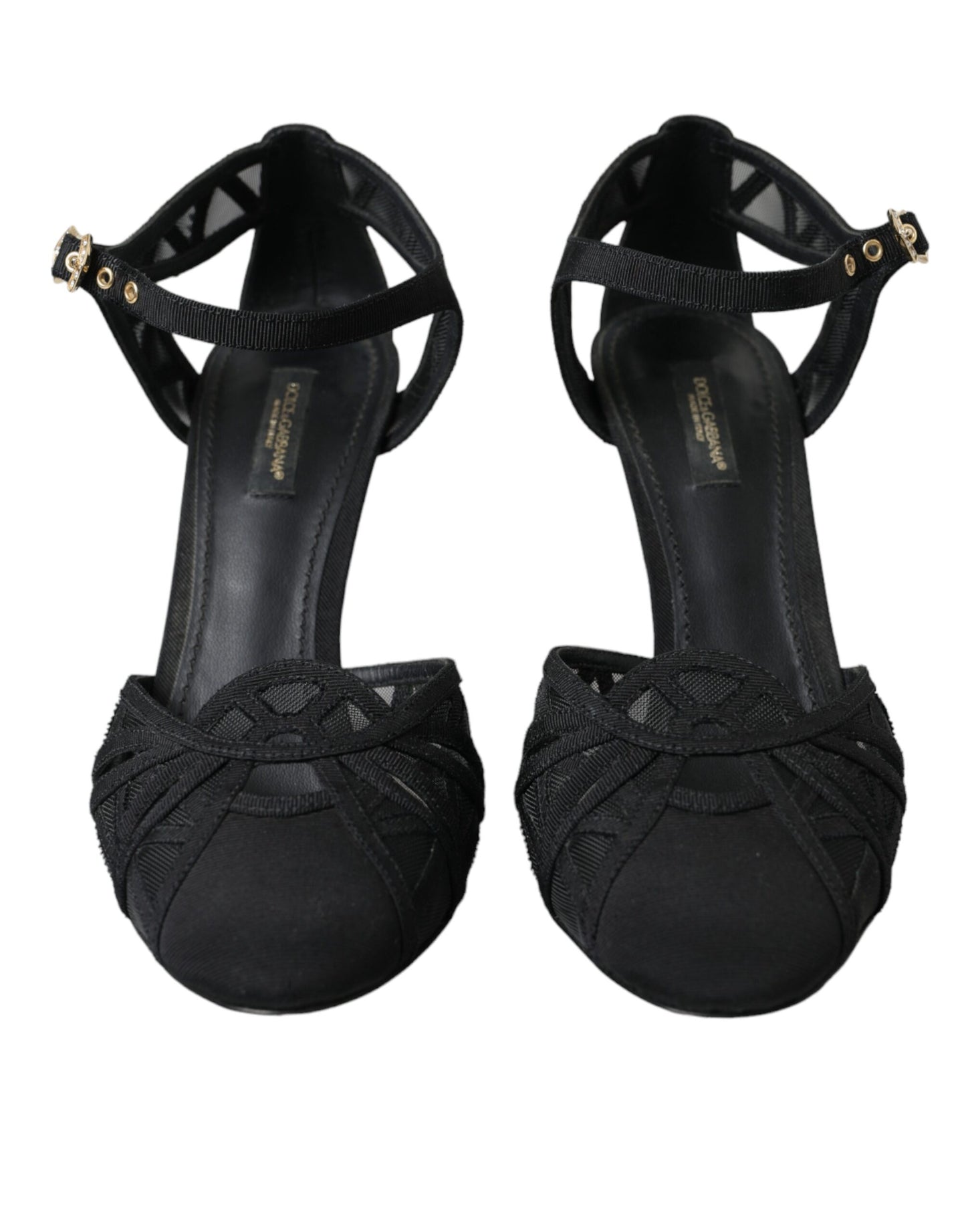 Dolce &amp; Gabbana Schwarze Mesh-Sandalen mit Knöchelriemen