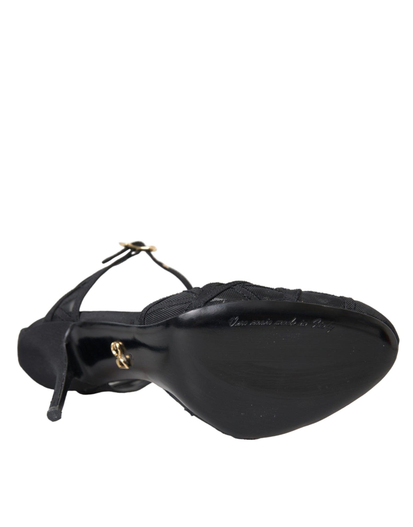 Dolce &amp; Gabbana Schwarze Mesh-Sandalen mit Knöchelriemen