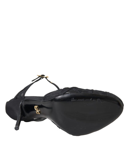 Dolce &amp; Gabbana Schwarze Mesh-Sandalen mit Knöchelriemen