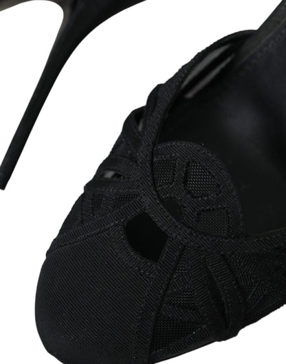 Dolce &amp; Gabbana Schwarze Mesh-Sandalen mit Knöchelriemen