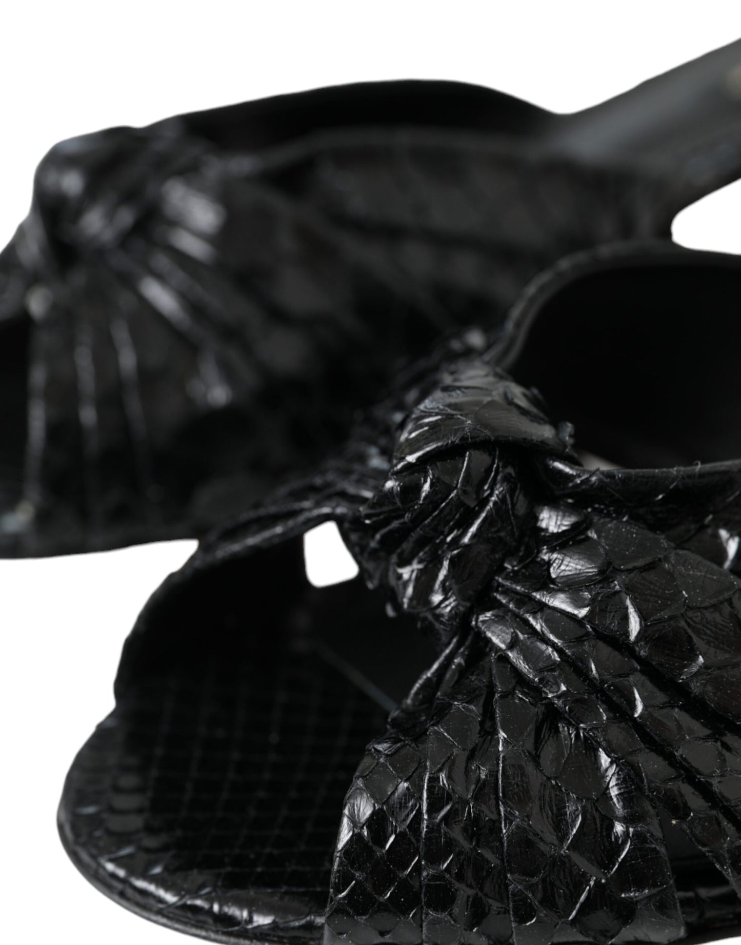 Dolce &amp; Gabbana – Schwarze Pantoletten aus exotischem Leder mit Absatz