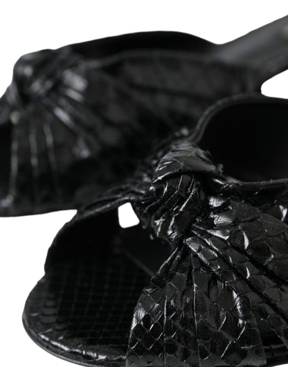 Dolce &amp; Gabbana – Schwarze Pantoletten aus exotischem Leder mit Absatz