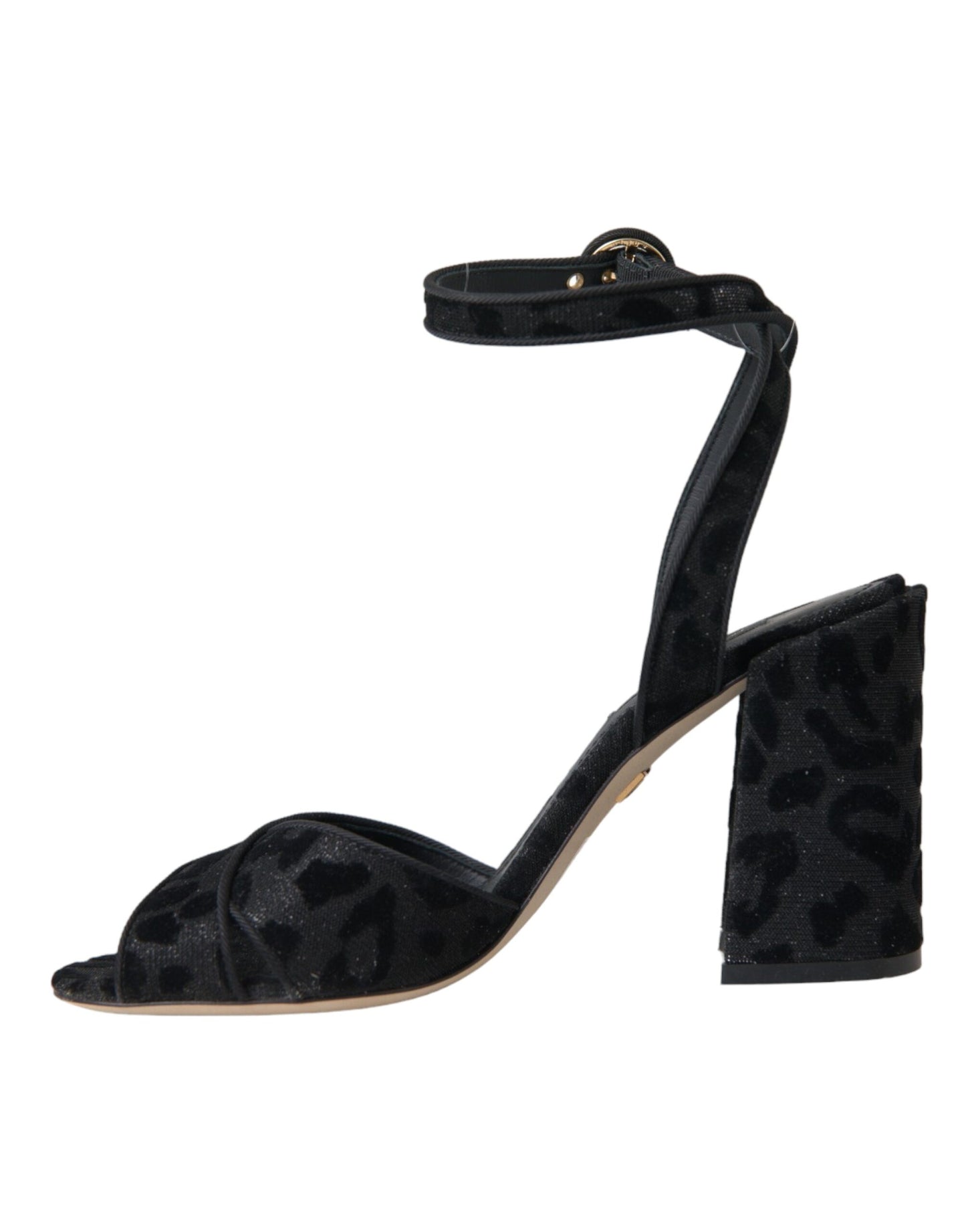 Dolce &amp; Gabbana Schwarze Leoparden-Wildleder-Absatzsandalen
