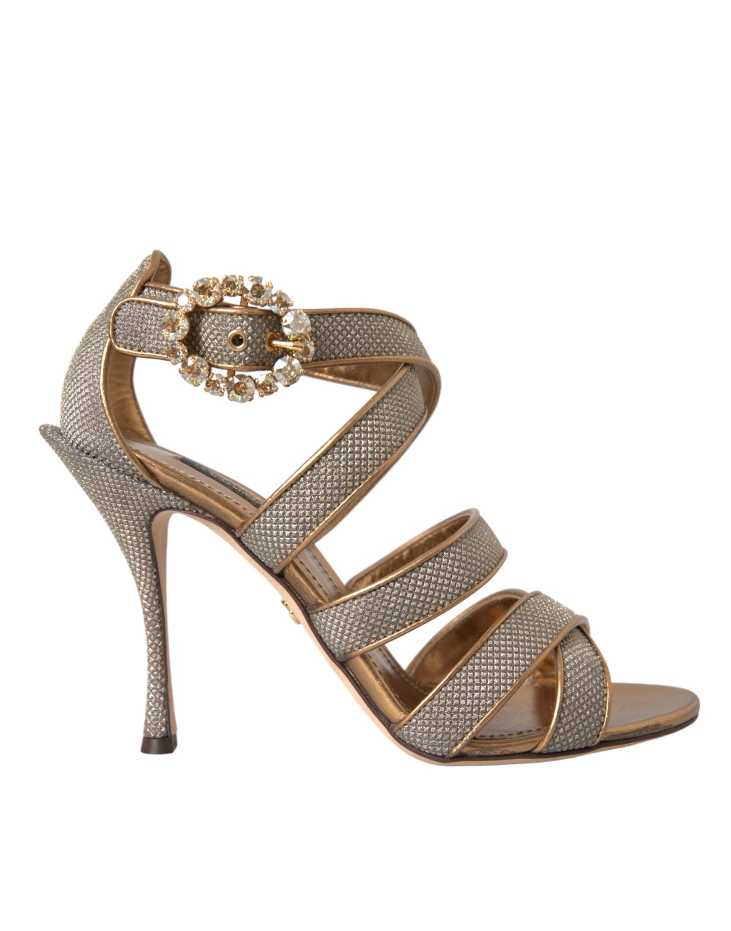 Dolce &amp; Gabbana Bronze Kristall Strap Heels Sandalen Schuhe